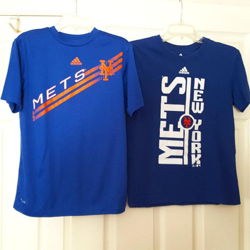 New York Mets Adidas Short Sleeve Tshirts Youth Boys Med 10/12 *READ